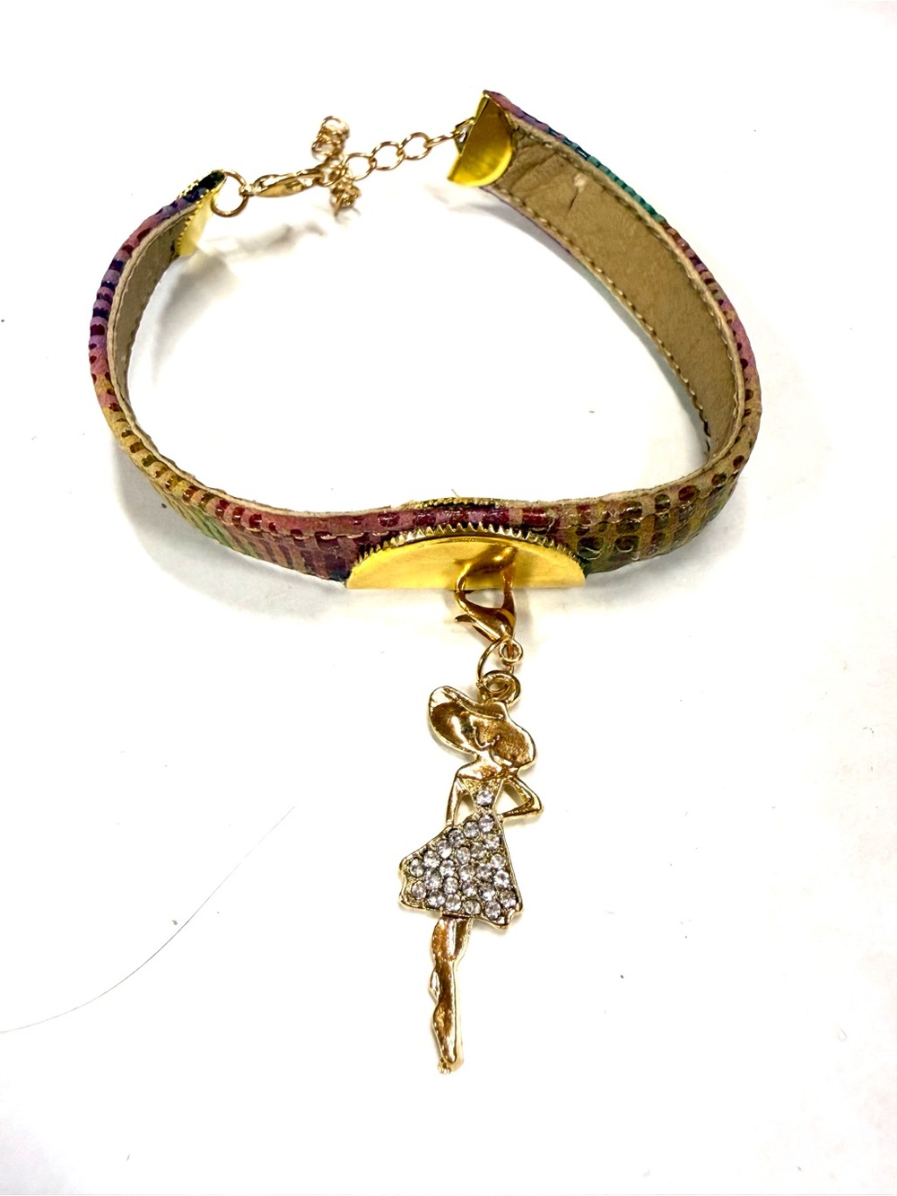 Handmade from repurposed leather bracelet nsb with lobster clasp and charm